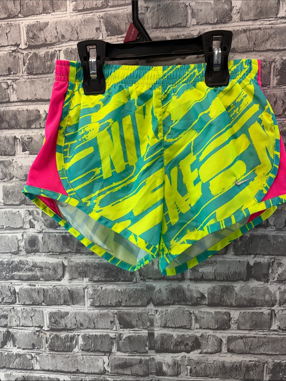 Nike girls Neon Yellow, Teal & Pink Athletic Shorts